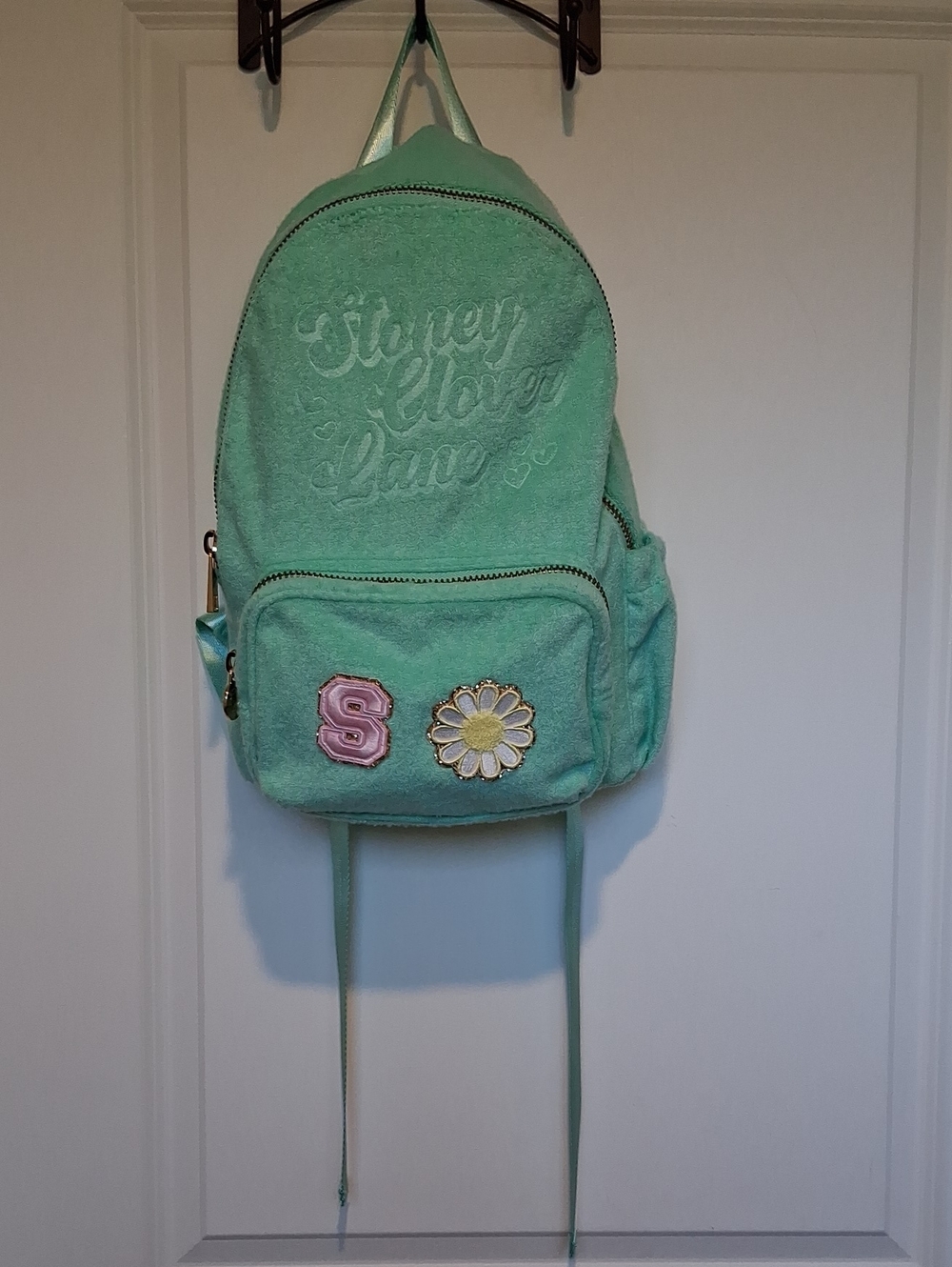 Mint Green Kids Backpack with Daisy Patch